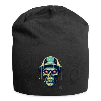 Drôle cool crâne avec chapeau - Bonnet en jersey - noir - Devant