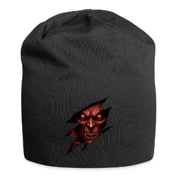Rotäugige dämonische Kreatur - Jersey-Beanie - Schwarz - Vorne