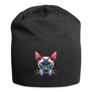 Siamese Cat Popart - Jersey Beanie - black - Front