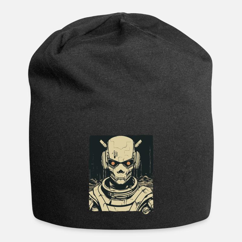 Super Humanoider Totenkopf Schädel Androide Mecha - Jersey-Beanie - Schwarz