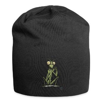 Zen in the green, a sitting praying mantis - Jersey Beanie - black - Front