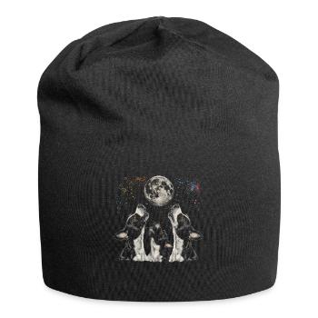 Boston Terrier Dog Howling Moon - Jersey Beanie - black - Front