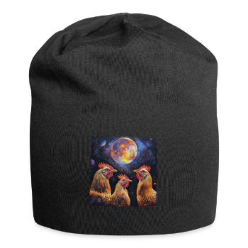 Hühnerfarmer Bauernhof Heulender Mond - Jersey-Beanie - Schwarz - Vorne