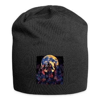 Dackel Hund Heulender Mond - Jersey-Beanie - Schwarz - Vorne