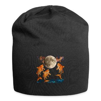 Goldfisch Fisch Heulender Mond - Jersey-Beanie - Schwarz - Vorne