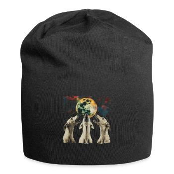 Windhund Hund Heulender Mond - Jersey-Beanie - Schwarz - Vorne