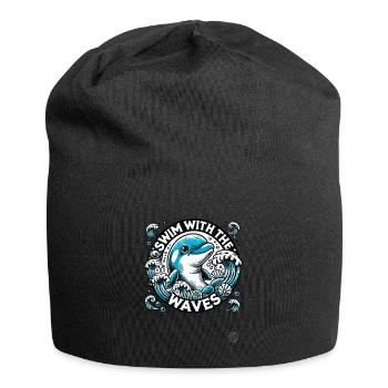 Delfin Design, mit den Wellen schwimmen im Ozean - Jersey-Beanie - Schwarz - Vorne