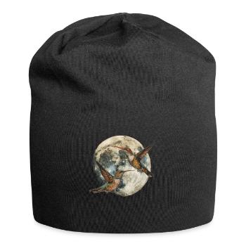 Kolibri Vogel Heulender Mond - Jersey-Beanie - Schwarz - Vorne