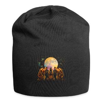 Irish Setter Dog Howling Moon - Jersey Beanie - black - Front