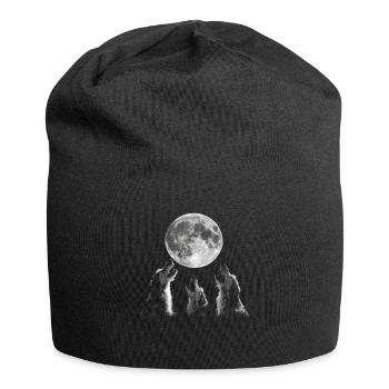 Irischer Wolfshund Hund Heulender Mond - Jersey-Beanie - Schwarz - Vorne