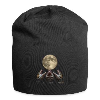 Leopard Gecko Lizard Howling Moon - Jersey Beanie - black - Front