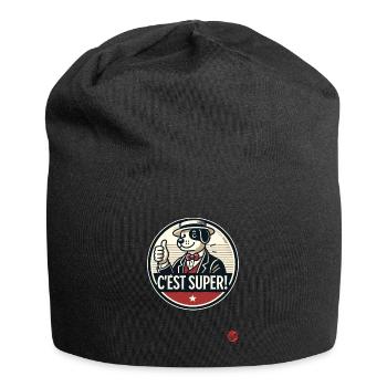 C'est super! Retro Cartoon Hund - Jersey-Beanie - Schwarz - Vorne