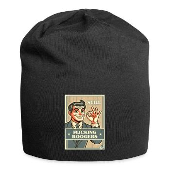 immer noch Popel schnippen im Retro-Cartoon-Stil - Jersey-Beanie - Schwarz - Vorne