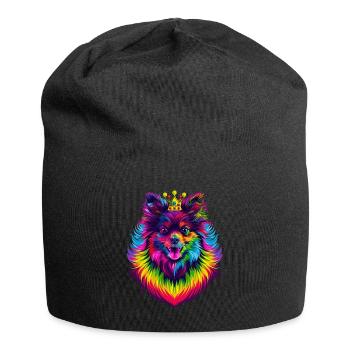 Keeshond Hundekrone Popart - Jersey-Beanie - Schwarz - Vorne