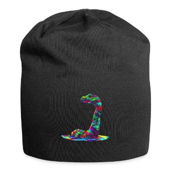 Nessie Plesiosaurier Loch Ness Monster Popart - Jersey-Beanie - Schwarz - Vorne