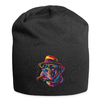 Mastiff Chien Smoker Hat Popart - Bonnet en jersey - noir - Devant