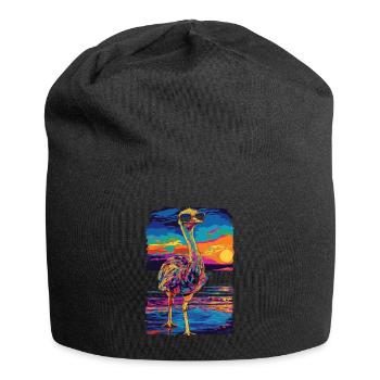 Ostrich Animal Sunglasses Beach Popart - Jersey Beanie - black - Front