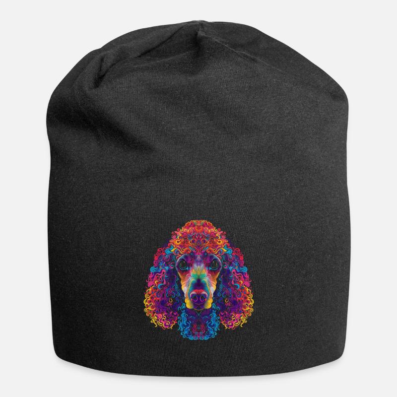 Pudel Hund Popart - Jersey-Beanie - Schwarz