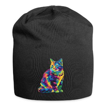 Tabby Katze Orange Katze Popart - Jersey-Beanie - Schwarz - Vorne
