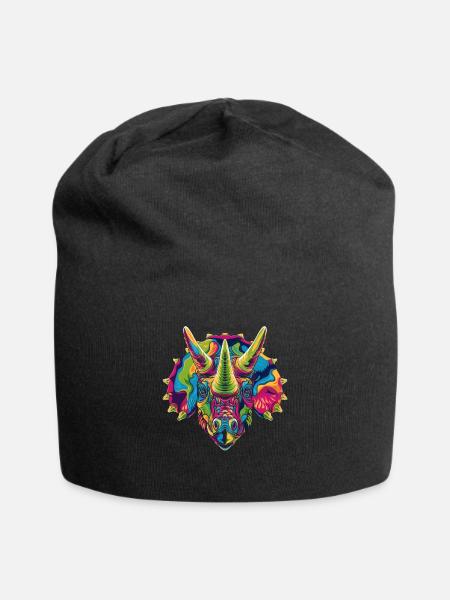 Triceratops Dinosaurier Popart - Jersey-Beanie - Schwarz
