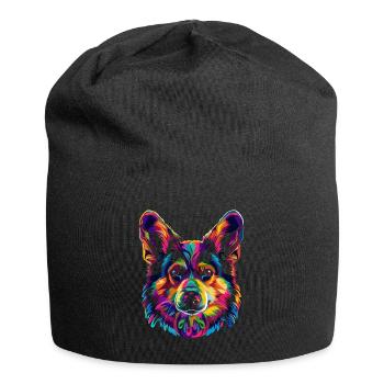 Welsh Corgi Hund Popart - Jersey-Beanie - Schwarz - Vorne
