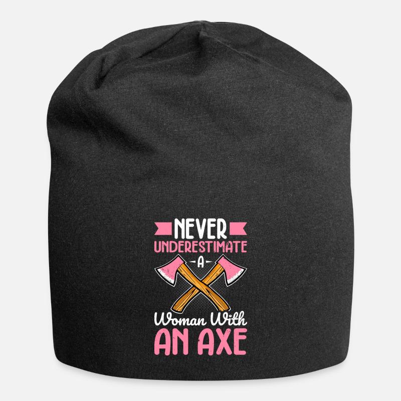 Axt werfende Frau Beilwerferin Eine Frau mit einer - Jersey-Beanie - Schwarz