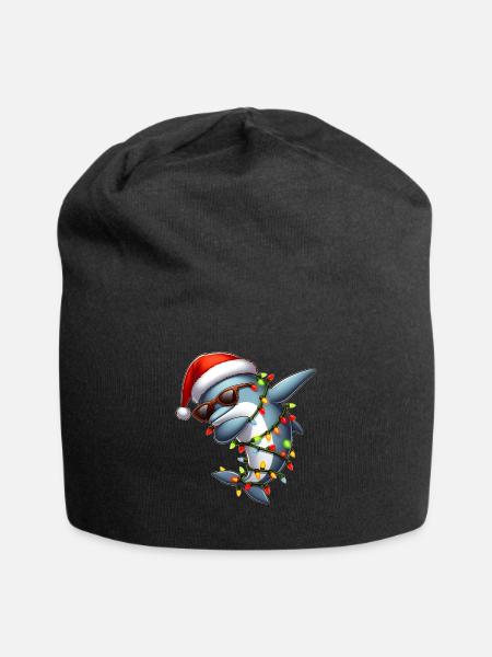 Tupfende Delfin Sonnenbrille Niedlich Weihnachten - Jersey-Beanie - Schwarz