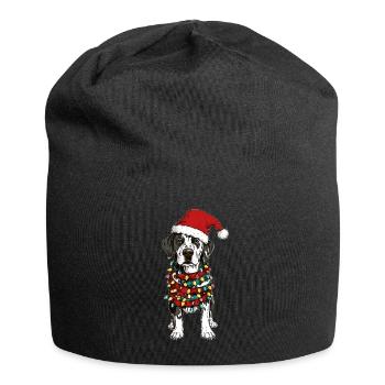 Dalmatiner Weihnachtsmütze Xmas - Jersey-Beanie - Schwarz - Vorne