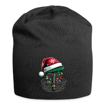 Disc Golf Disc Golfing Disc Golfer Santa Hat - Jersey Beanie - black - Front