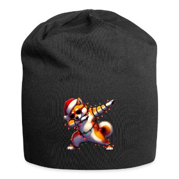 Polka Dotting Shiba Inu Chien Lunettes de soleil Cute Weih - Bonnet en jersey - noir - Devant