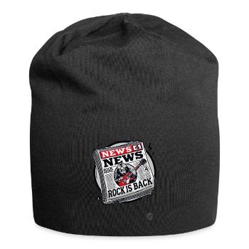 Fake Zeitung: Rock-Musik ist zurück - Jersey-Beanie - Schwarz - Vorne