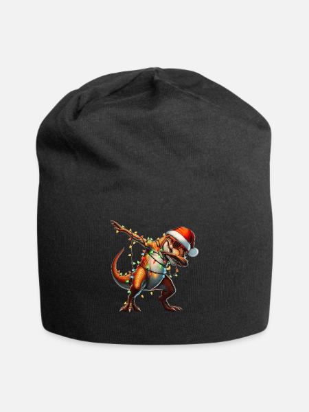 Tupfende T-Rex Dinosaurier Tyrannosaurus Rex Weihn - Jersey-Beanie - Schwarz