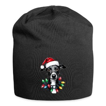 Italian Greyhound Dog Christmas Hat Xmas - Jersey Beanie - black - Front