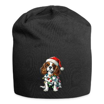 Roi Charles Cavalier Chien Père Noël - Bonnet en jersey - noir - Devant