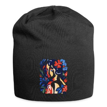 Zeitlose Schönheit und Blumen - Jersey-Beanie - Schwarz - Vorne