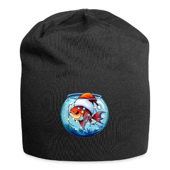 Goldfish Aquarium Aquarist Christmas Hat Xmas - Jersey Beanie - black - Front