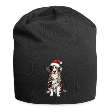 Niedlicher Australian Shepherd Weihnachtshut Xmas - Jersey-Beanie - Schwarz - Vorne