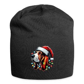 Basset Hound Chien Père Noël Noël - Bonnet en jersey - noir - Devant