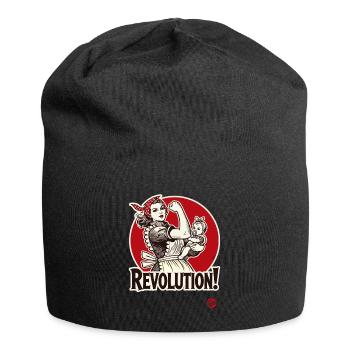 Hausfrau und Mama mit Baby: Revolution - Jersey-Beanie - Schwarz - Vorne