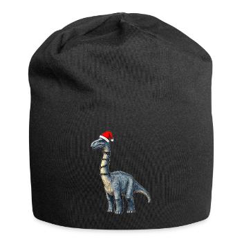 Brachiosaure Dinosaure Père Noël Chapeau Noël - Bonnet en jersey - noir - Devant