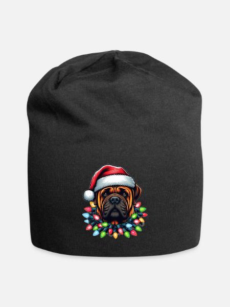 Bullmastiff Hund Weihnachtsmütze Xmas - Jersey-Beanie - Schwarz