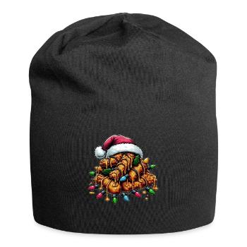 Ailes de poulet Bouquet Chapeau de Père Noël - Bonnet en jersey - noir - Devant