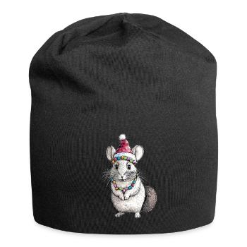 Chinchilla Santa Hat Xmas - Jersey Beanie - black - Front