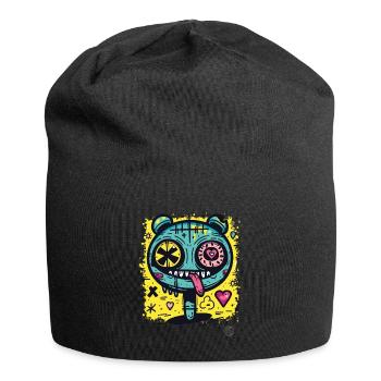 Supercoole Graffiti Monster Kreatur mit Herzen - Jersey-Beanie - Schwarz - Vorne