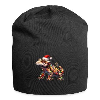 Chapeau de Noël Gecko Lizard à crête Noël - Bonnet en jersey - noir - Devant