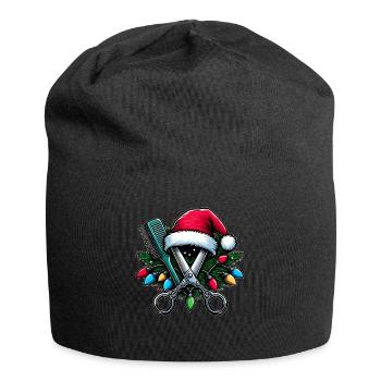 Friseur Friseurin Weihnachtsmütze Xmas - Jersey-Beanie - Schwarz - Vorne