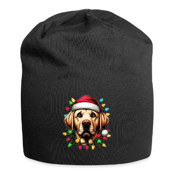 Labrador Retriever Chien Père Noël Noël - Bonnet en jersey - noir - Devant