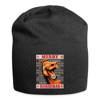 Horse Christmas Funny Funny Xmas Christmassy - Jersey Beanie - black - Front