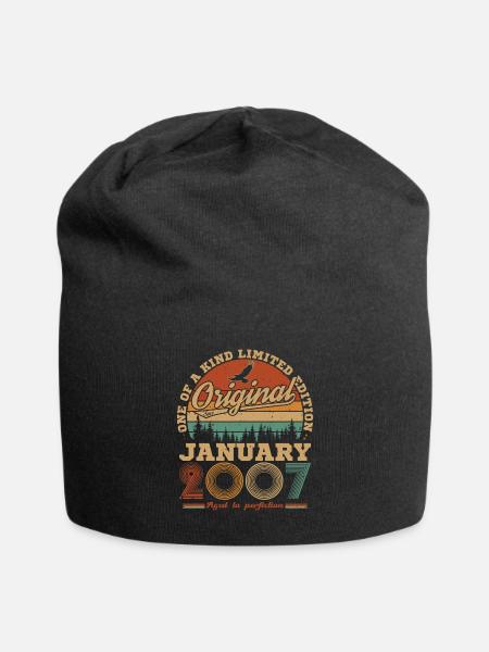 18 Jahre altes Geburtstagsgeschenk, geboren im Januar 2007 - Jersey-Beanie - Schwarz