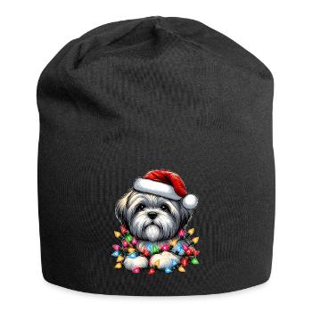 Lhasa Apso Hund Weihnachtsmütze Xmas - Jersey-Beanie - Schwarz - Vorne